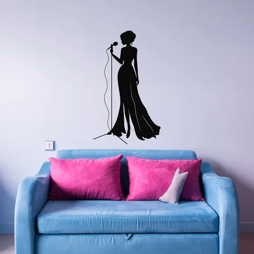 Miniatura 2 de Vinilo Vinilo Vinilo Vinilo Calcomanía Jazz Cantante Mujer Micrófono Señora Música Viva Pegatinas Decoración Grande (1063 ig)