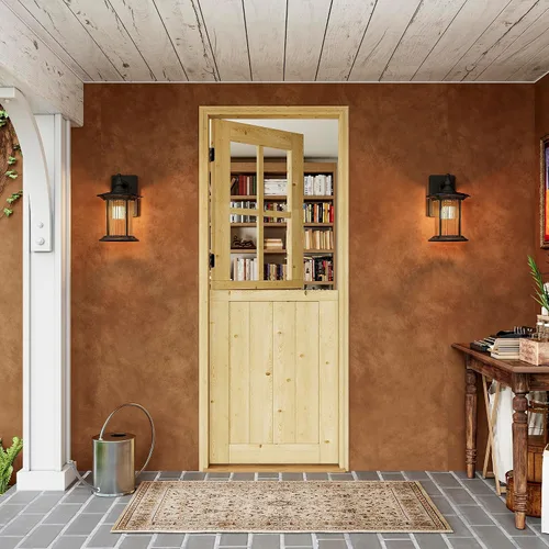 Losa para puerta holandesa para interior y exterior, 30 x 80 pulgadas, universal 4 Lite vidrio templado dividida puerta individual, puerta de casa 4