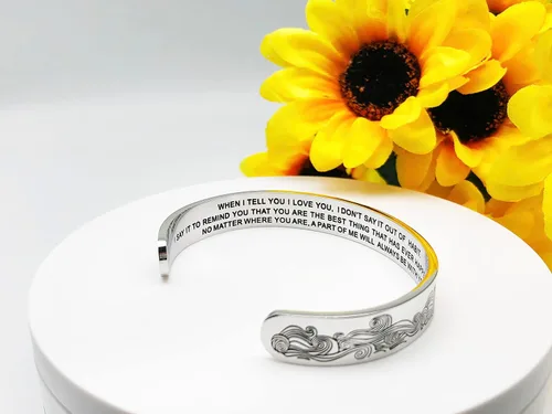 Miniatura 192 de Pulseras inspiradoras para mujer, joyería de acero inoxidable, con refranes, pulsera motivacional con mensaje oculto, pulseras grabadas para mejor