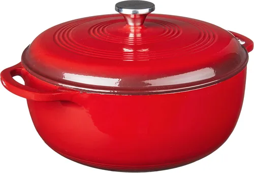 Lodge, EC7D43 - Horno holandés de hierro fundido esmaltado, 7.5 cuartos de galón, rojo (Island Spice Red)