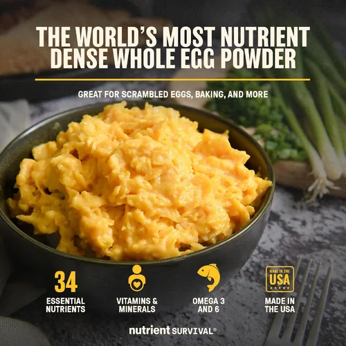 Miniatura 4 de 4 Latas, Equivalente a 70 Huevos por lata - Nutrient Survival Huevos en Polvo con Vitaminas Liofilizados Suministros para Preparacionistas