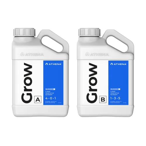 Athena Blended Grow A&B | Fertilizante líquido vegetativo de 2 partes para hidroponía y suelo | Alimento vegetal para crecimiento en etapa vegetal |