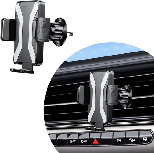 Miniatura 7 de KVAEY Soporte de teléfono para automóvil, duradero y antideslizante con gancho de metal, ajuste de elasticidad de rotación de 360°, soporte Negro