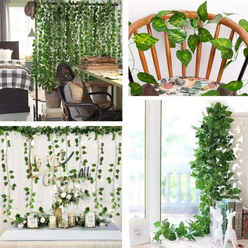 Miniatura 6 de Guirnalda de vides artificiales de 84 pies, hojas colgantes falsas, plantas de follaje sintético para bodas, fiestas, jardín, hogar, cocina