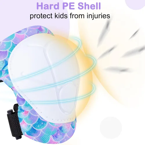 Miniatura 2 de FIODAY Rodilleras para niños, conjunto de equipo de protección ajustables para niños, rodilleras y coderas con protector de muñeca para niñas
