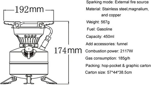Miniatura 6 de Mini estufa de gasolina portátil ligera para acampar de combustible líquido de una sola pieza al aire libre