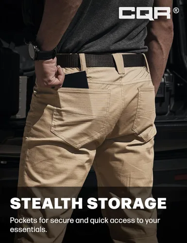 Miniatura 141 de CQR – Pantalones tácticos elásticos tipo cargo para hombre, resistentes al agua, de tela ripstop (antidesgarros), ligeros, ideales para uso diario