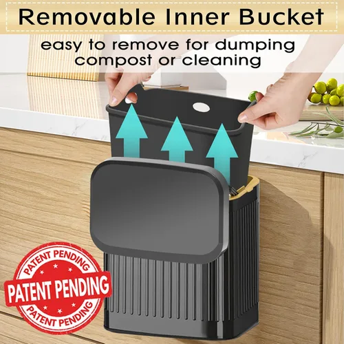 Miniatura 4 de Basurero de cocina para encimera o debajo del fregadero, cubo de compost pequeño de acero inoxidable de 1.05 galones, contenedor de compostaje