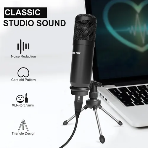 Miniatura 3 de Paquete de equipos de podcast para 2, interfaz de audio, modificador de voz con micrófono de condensador de 3.5mm, BT inalámbrico dual, fuente