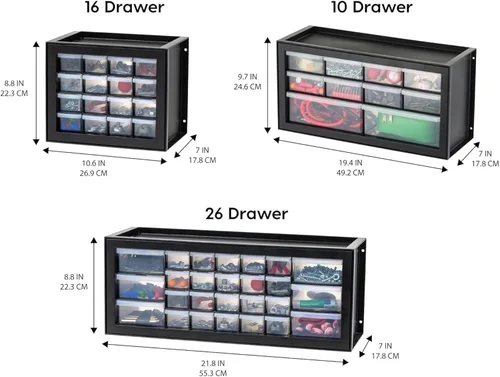 Miniatura 3 de IRIS USA Cajones de almacenamiento de plástico pequeños, 10 cajones, paquete de 4, caja de herramientas apilable para profesores, manualidades