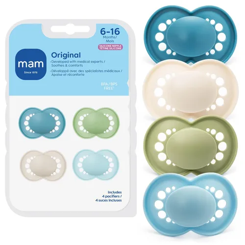 Miniatura 14 de MAM Chupete mate original para bebé, forma de pezón que ayuda a promover un desarrollo oral saludable, estuche esterilizador, 6-16 meses