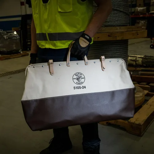 Miniatura 3 de Klein Tools 5105-24 - Bolsa de herramientas de lona resistente con parte inferior de vinilo resistente a la humedad y marco de acero para uso
