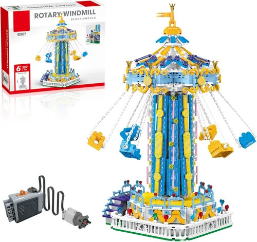 Juego de construcción Swing-Ride con control eléctrico motorizado, luz LED de parque de atracciones urbano, juguete para niños y niñas de 6, 7, 8 y