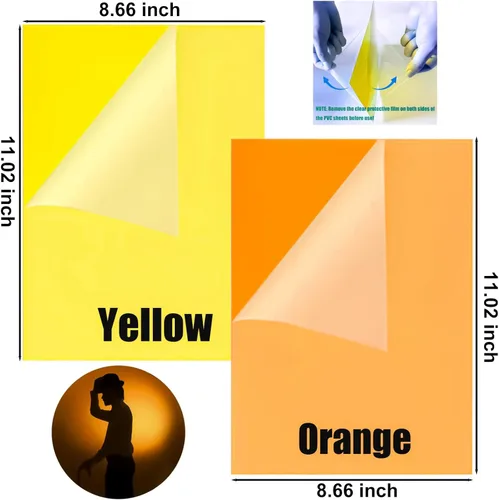 Miniatura 5 de (10 piezas) Filtro de luz de gel, filtro de gel de iluminación de corrección de color transparente amarillo y naranja, hojas de plástico de 8.5 x 11