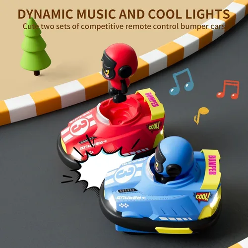 Miniatura 5 de OBEST Paquete de 2 autos de control remoto, auto de choque de expulsión RC para niños, luz y sonido y autos de parachoques giratorios de 360°