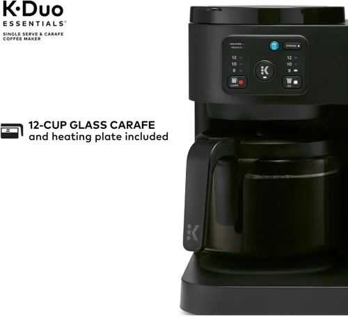 Miniatura 8 de K-Duo Essentials, cafetera de una sola porción para cápsulas de café caliente y helado y jarra, depósito de 72 Oz, múltiples tamaños de infusión