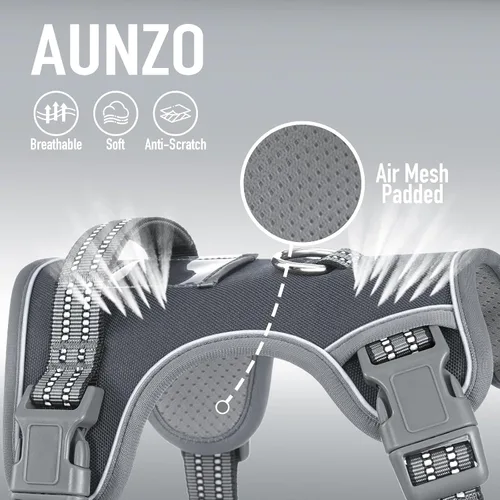 Miniatura 3 de Arnés para perro sin tirones para perros medianos, chaleco reflectante ajustable con asa, para entrenamiento, senderismo, caminar, chaleco gris a
