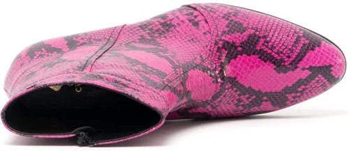 Miniatura 4 de Club Cubano EMMANUEL Botas de tacón cubano de piel con estampado de serpiente para hombre color magenta neón