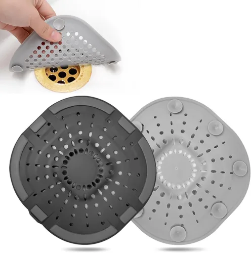 Miniatura 10 de Recolector de cabello cuadrado con ventosas para desagüe, tapón de silicona para ducha, fácil de instalar para baño, tina y cocina, 2