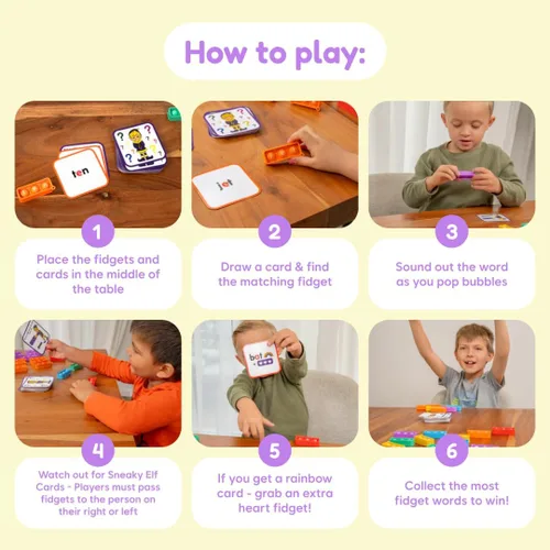 Miniatura 5 de THE FIDGET GAME Elfos Furtivos, Juego de Palabras de Vista CVC, Juguete Sensorial Pop para Aprender y Deletrear, Actividades Educativas en el Aula