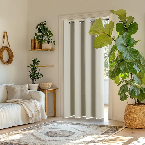 Miniatura 2 de ChrisDowa - Cortinas opacas para privacidad, con ojales, para puerta, dormitorio, armario, con aislamiento térmico, cortina separadora de ambientes