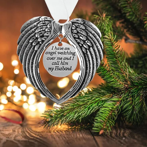 Miniatura 5 de Adornos Colgantes Conmemorativos de Navidad Alas de Ángel, Regalos de Memoria Colgante "I Have a Angel Watching Over Me I Call Her Aunt", Regalo