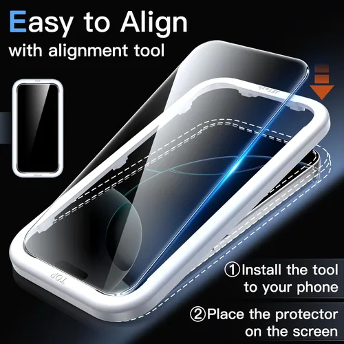 Miniatura 4 de JETech Protector de pantalla para iPhone 16 Pro de 6.3 pulgadas, película de vidrio templado con herramienta de fácil instalación, compatible
