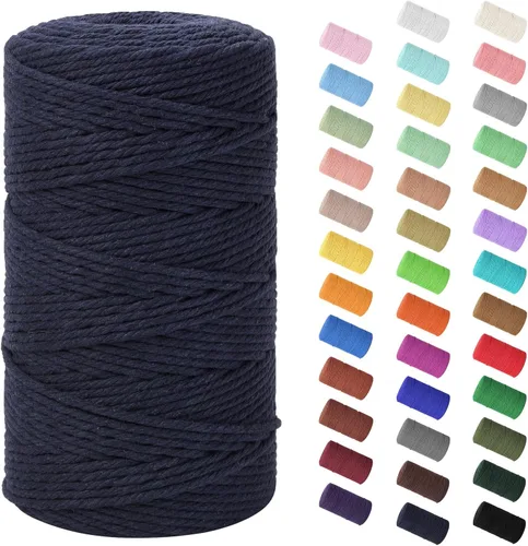Miniatura 145 de Cordón de macramé de 0.079 in x 380 yardas (1140 pies), cuerda de algodón natural para colgar en la pared, ganchos de plantas, manualidades, Beige