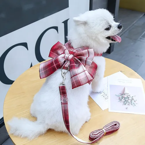 Miniatura 6 de Arnés para perros pequeños con lazo y anillo en D, juego ajustable de malla suave para cachorros de niña, arnés y correa para mascotas