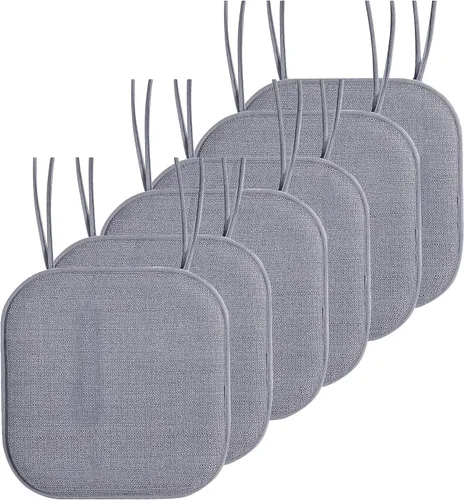 Miniatura 19 de Elegant Comfort Fundas de cojín para silla con lazos y parte trasera de goma antideslizante, espuma viscoelástica gruesa, almohadilla de cojín