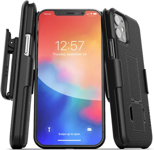 Miniatura 10 de Encased Funda para cinturón iPhone 11 con clip (Serie DuraClip) Funda ultradelgada con funda (Negro)