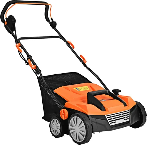 Miniatura 9 de Goplus Desbrozador y escarificador de césped 2 en 1, desbrozadora ajustable de 3 niveles de profundidad con bolsa de recolección de 11 galones y 2