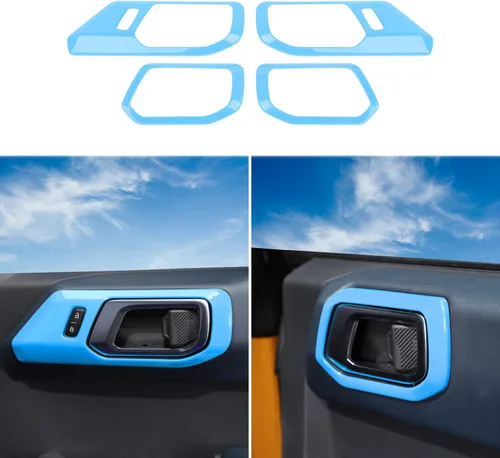 Miniatura 12 de RAZPOY Accesorios para Ford Bronco 2021 2022 Cubierta de manija de puerta interior Marco Adhesivo protector Decoración interior (negro)