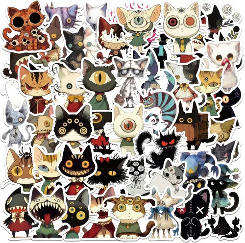 Calcomanías de terror de brujas, accesorios de gato negro y gato gótico para adultos y adolescentes, impermeables