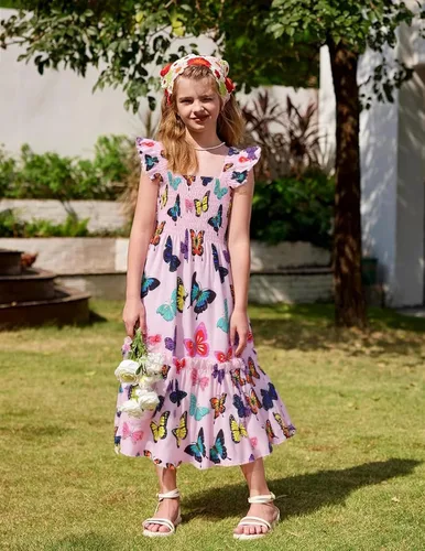 Miniatura 2 de RETSUGO Vestidos para niñas pequeñas, vestido casual de fiesta de cumpleaños, vestido de verano para niños pequeños, vestido de verano de 1 a 8 años