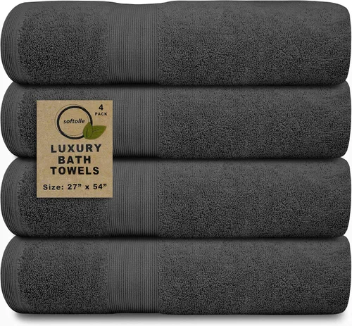 Miniatura 19 de Juego de 4 toallas de baño de lujo (27 x 54 pulgadas), toallas para baño, súper suaves, toallas altamente absorbentes para el hogar, spa, gimnasio