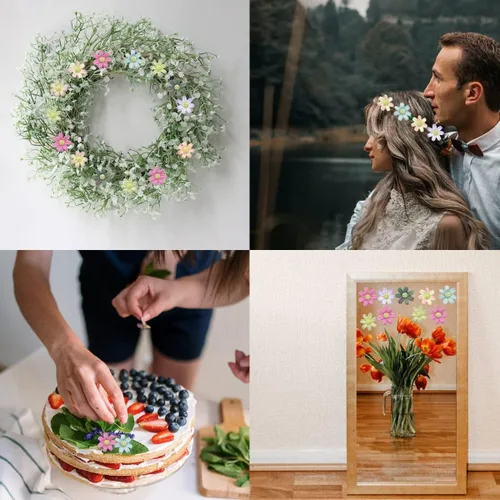 Miniatura 3 de Cabezas de flores falsas, 100 piezas de cabeza de flor artificial, margaritas artificiales, girasoles falsos, pétalos a granel, flores falsas