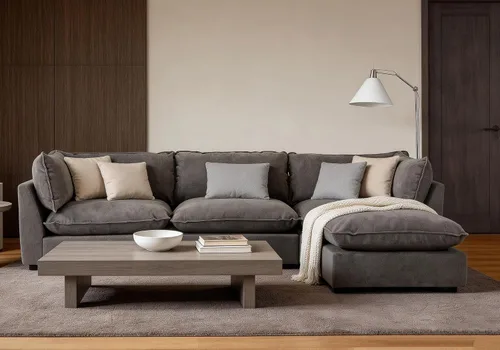 Miniatura 48 de Iroomy Oversized Modular Sectional Sofa, Chenille Cloud Couch, Deep Comfy Seat, 4-Seater Sofas, Couches, Living Room, Beige