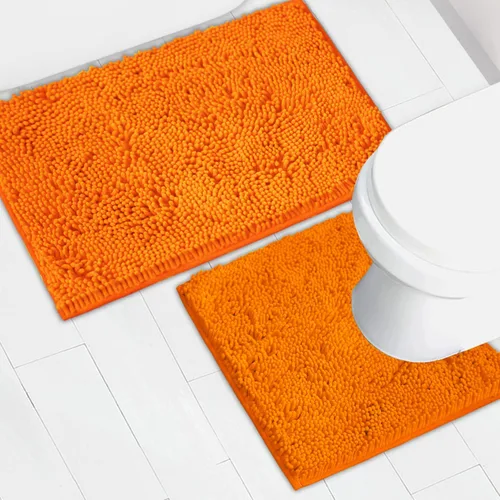 Miniatura 17 de Juego de 2 tapetes de baño de chenilla, superabsorbentes, con fuerte respaldo antideslizante de PVC, tapetes de baño para baño, peludos