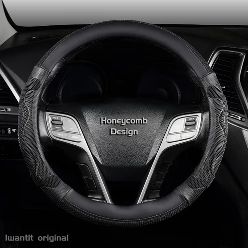 Miniatura 2 de Iwantit Fundas para volante de automóvil con panal de silicona 3D para hombres, diseño antideslizante y tela transpirable, ajuste universal de 14.5