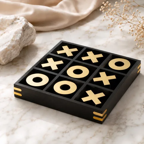 Juego de mesa grande y elegante de alta calidad de Tic Tac Toe de 10 pulgadas | Juego de rompecabezas de madera | Decoración de madera y juegos de