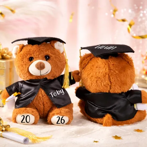 Miniatura 5 de Oso de graduación personalizado 2026-9.5 pulgadas 7 colores personalizados de peluche de graduación con fecha de nombre, regalo de graduación