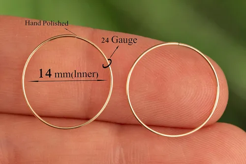 Miniatura 121 de Aretes de aro de oro de plata – Aretes de aro para mujer, dos piezas de aros de plata fina rellenos de oro, aro de hélice, anillo de tragus, aro