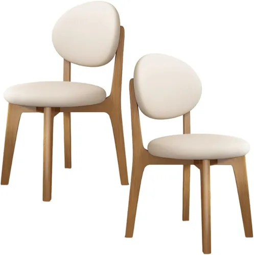 Miniatura 82 de YVYKFZD Juego de sillas de comedor, sillas de cocina de madera maciza, silla de comedor de granja con respaldo curvo, silla tapizada de cuero