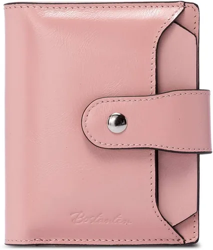 Miniatura 28 de BOSTANTEN Cartera de piel para mujer, con bloqueo RFID, pequeña, plegable, con bolsillo con cremallera, tarjetero, con ventana de identificación