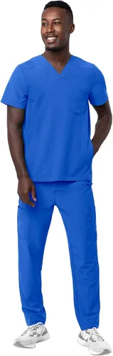 Miniatura 5 de Adar Addition Go-Everyday - Conjunto de uniforme médico para hombre, elegante camiseta médica y pantalones cargo