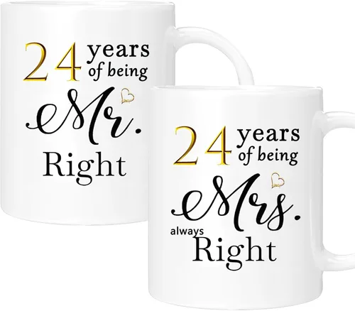 Miniatura 14 de Juego de 2 Tazas de Café del 11º Aniversario, Regalos de Boda del 11º Año Decoraciones de Aniversario para Parejas Padres Hombres Mujeres Marido
