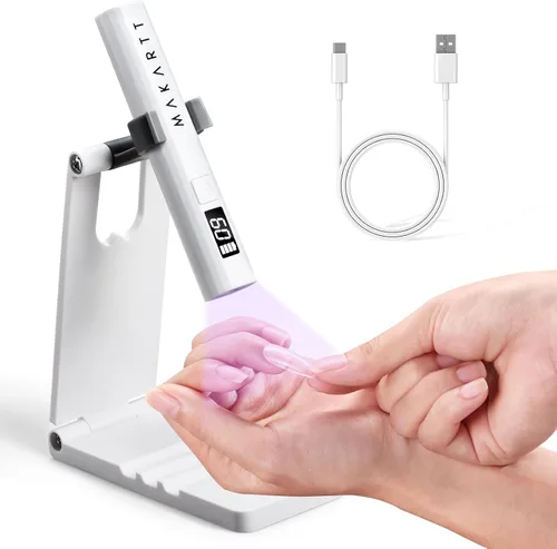 Miniatura 12 de Makartt Luz UV de mano para uñas de gel – Mini lámpara LED UV portátil Lumière secador de uñas de secado rápido para curar esmalte de uñas Rosa