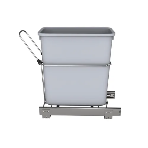Miniatura 8 de Rev-A-Shelf Bote de basura extraíble universal de 20 cuartos de galón para gabinete de cocina de alambre metálico deslizante con cesta trasera
