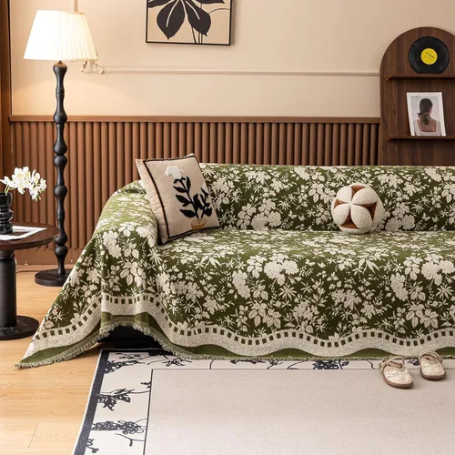 Miniatura 19 de VClife Soft Couch Cover, Vintage Brown Floral Jacquard Couch Covers for Dog, French Cottage Botanical Sofa Cover for 2 Cushion Sofa, Washable